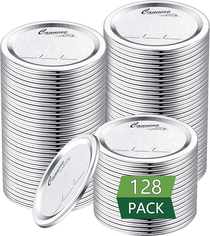 128-Count, Regular Mouth Canning Lids for Ball, Kerr Jars - Split-Type Metal Mason Jar Lids for Canning - Food Grade