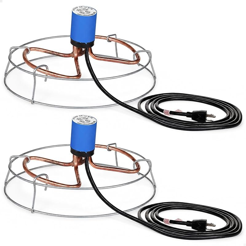 Farm Innovators 2 Pack Submergible Tank De-Icer, 1000W Water Deicer- Ice-N-Easy Design with Protective Cage for