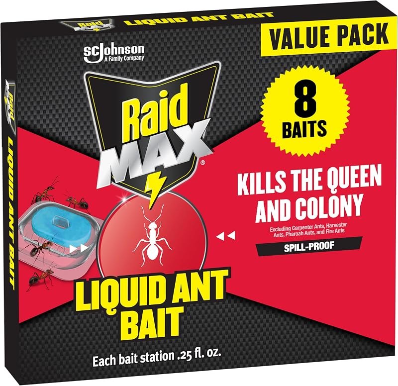Raid MAX Liquid Ant Killer Baits, Indoor & Outdoor Use, 8 Count — outdoor ant bait for ant bait stations