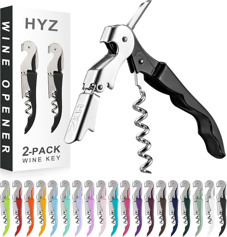 HYZ 2-Pack Wine Opener, Waiter Corkscrew Wine Key for Server, Black — waiters corkscrew for home for waiters corkscrew