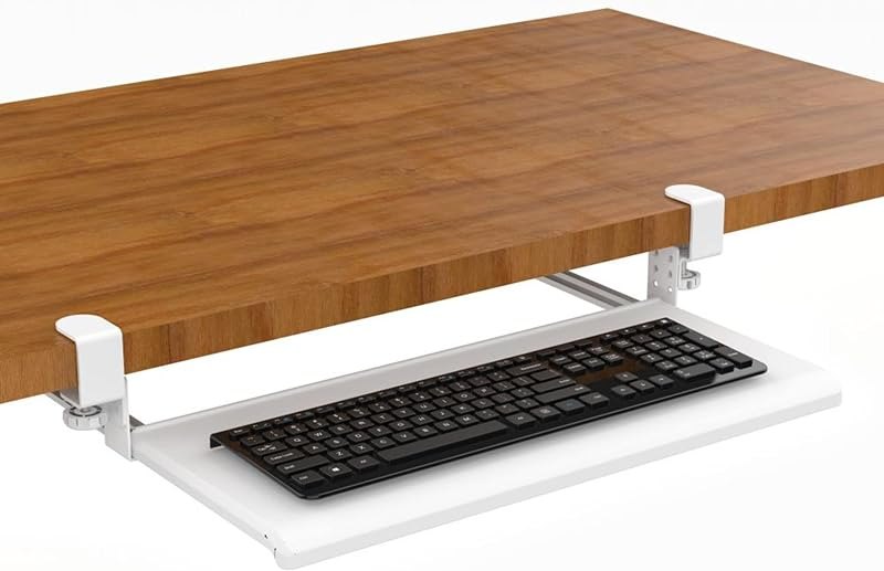 Stand Up Desk Store Compact Clamp-On Retractable Adjustable Keyboard Tray/Under Desk Keyboard Tray — Computer