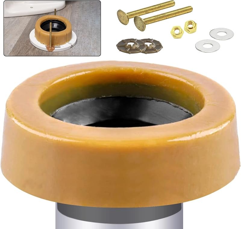 Wax Ring for Toilet, Extra Thick Wax Ring Replacement Kit with Flange Bolts — toilet wax ring replacement for toilet