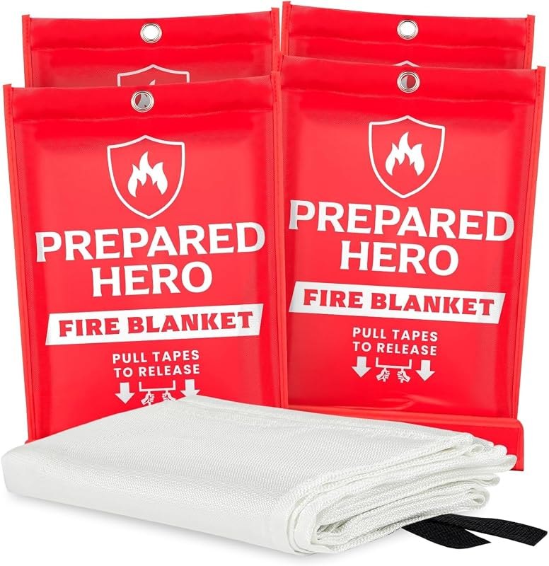 Prepared Hero Emergency Fire Blanket, Kitchen & Home, 39 x 39 in, 4 Pack — fire blanket kitchen pack for fire blanket