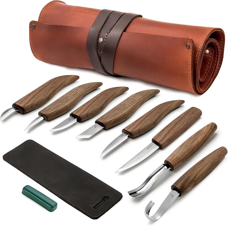 BeaverCraft Deluxe Wood Carving Kit S18X - Wood Carving Knife Set - Spoon Carving Tools Set - Whittling Knives -