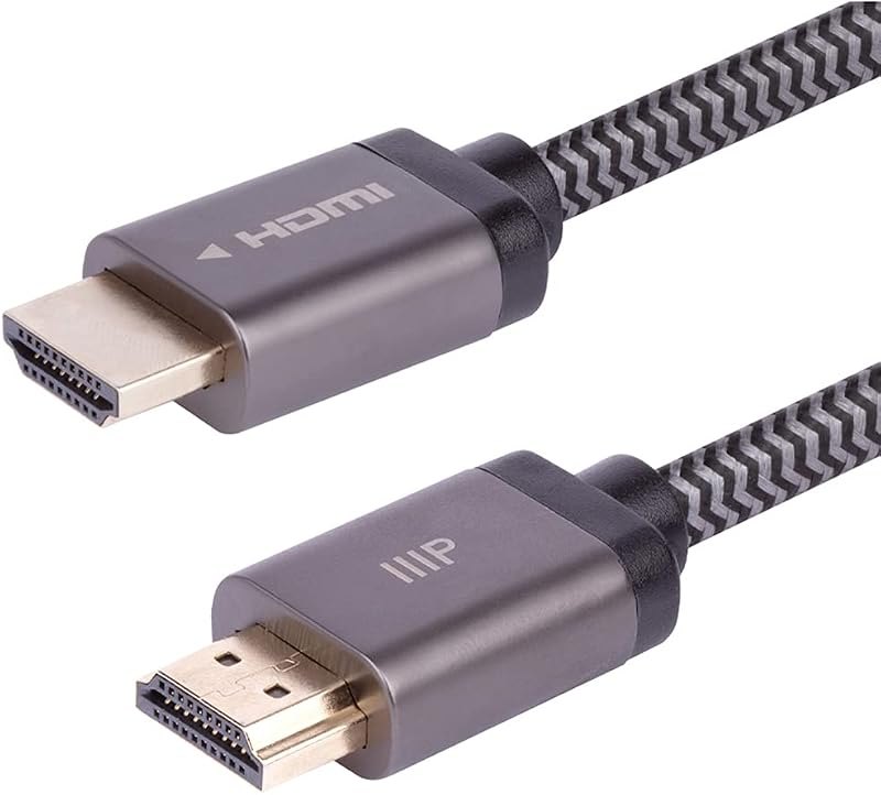 Monoprice 8K Certified Ultra High Speed HDMI Cable - Braided - HDMI 2.1, 8K@60Hz, 4K@120Hz, 48Gbps, HDR, VRR, CL2