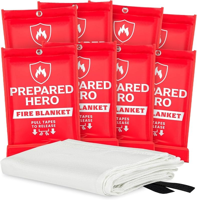 Prepared Hero Emergency Fire Blanket, Kitchen & Home, 39 x 39 in, 8 Pack — fire blanket kitchen pack for fire blanket