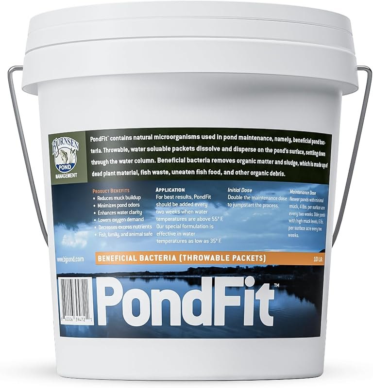 Bjornsen PondFit Beneficial Pond Bacteria 10 lb, Water Clarifier Formula — pond beneficial bacteria no leak for pond