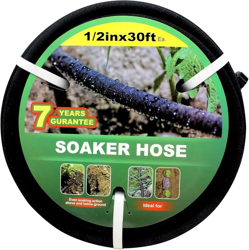 Taisia 1/2" Soaker Hose 30 ft Round Rubber Garden Soaker Hoses, Heavy Duty Drip Hose for Watering Irrigation, Water