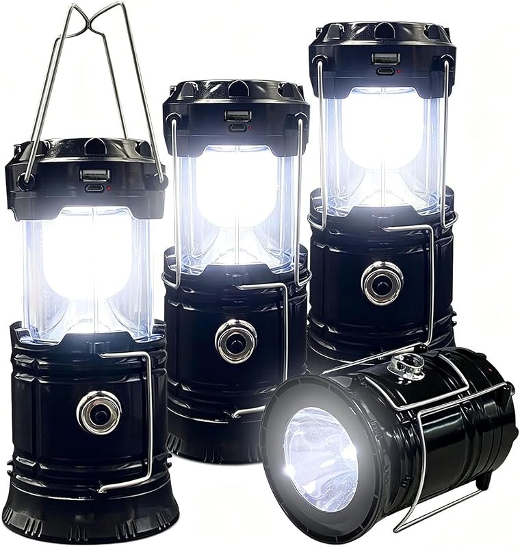 Collapsible Portable LED Camping Lantern XTAUTO Lightweight Waterproof Solar USB Rechargeable LED Flashlight Survival