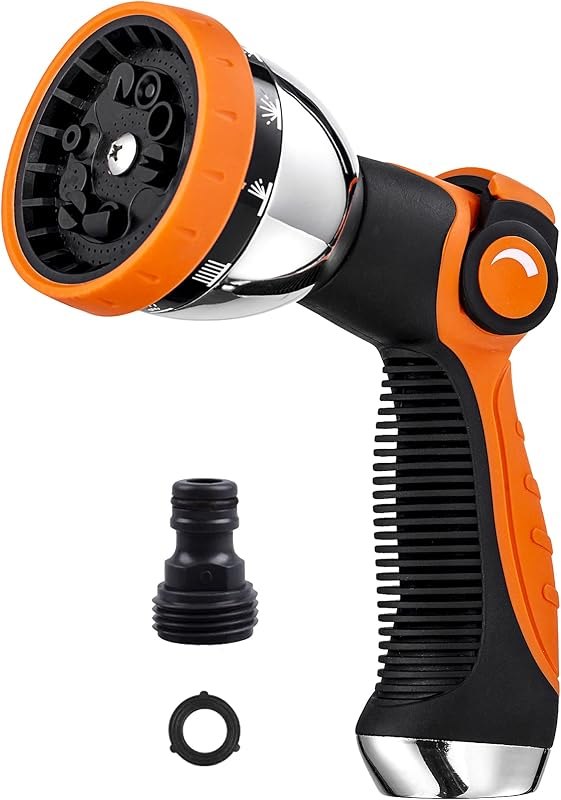 Garden Hose Spray Nozzle,10 Hose Metal Duty Watering Patterns Thumb Control On Off Valve, High Pressure Nozzle Sprayer