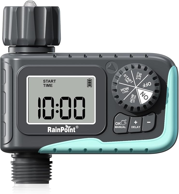 RAINPOINT Sprinkler Timer, Programmable Water Timer for Garden Hose, Outdoor Soaker Hose Timed with Rain