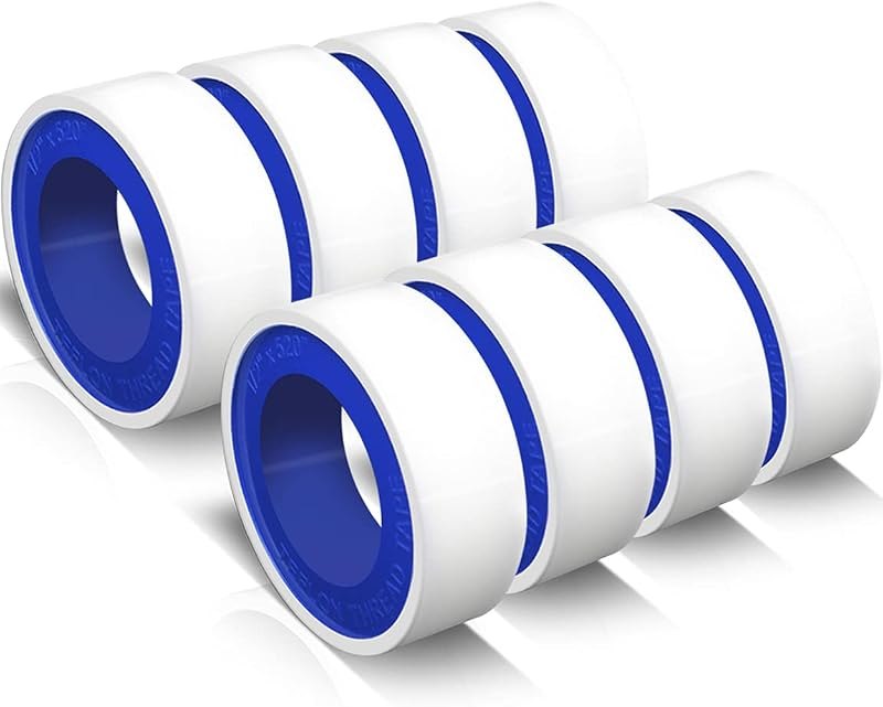 VOTMELL 8 Rolls 1/2 Inch(W) X 520 Inches(L) Teflon Plumbers Tape,Pipe Sealing & Plumbing Thread Tape,PTFE Water