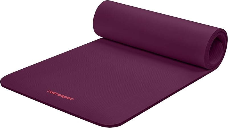 Retrospec Solana Yoga Mat Thick 1/2in Non-Slip Workout Mat with Nylon Strap - 72x24in Exercise Mat for Pilates