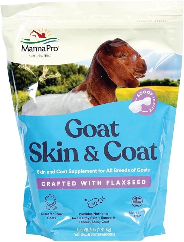 Manna Pro Goat Skin & Coat Supplement with Vitamins, 4 lb Bag — goat mineral no leak for goat mineral