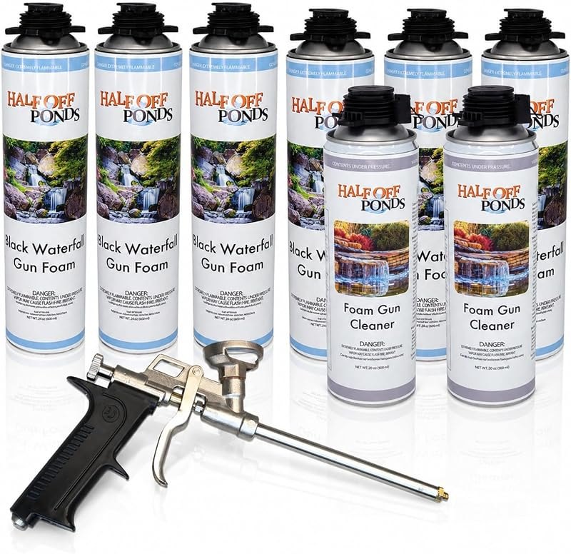 Professional Waterfall Foam Bundle, Six 24oz Cans, 2 Cleaners & Steel Gun