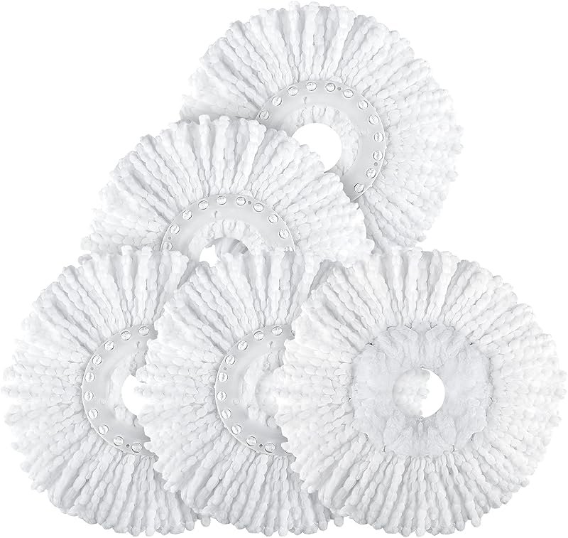 Spin Mop Replacement Heads for Hurricane 360 Round Mop Head, 5 PK — spin mop refill heavy duty for spin mop refill