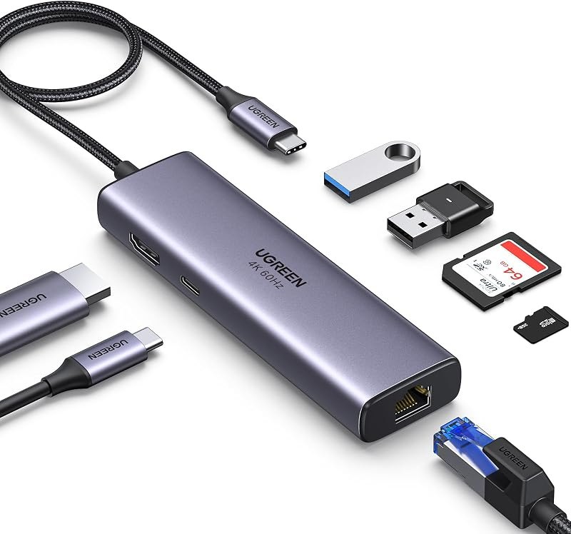 UGREEN Revodok 7 in 1 USB C Hub Gigabit Ethernet Adapter 4K@60Hz HDMI — 7-in-1 for best USB-C hub