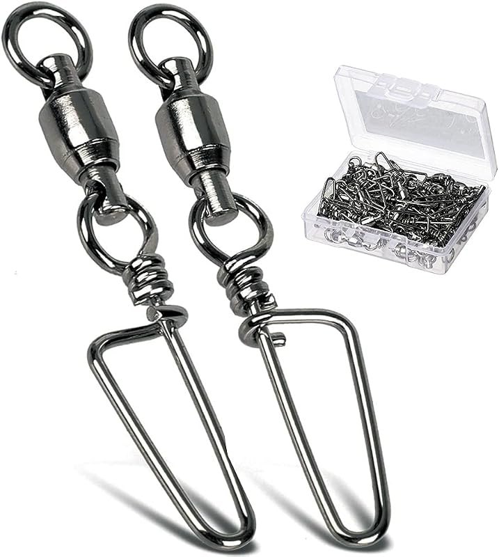 AMYSPORTS Saltwater Connector Fishing Snap Swivel High Strength Snaps Swivel Freshwater Ball Bearing Fishing Swivels
