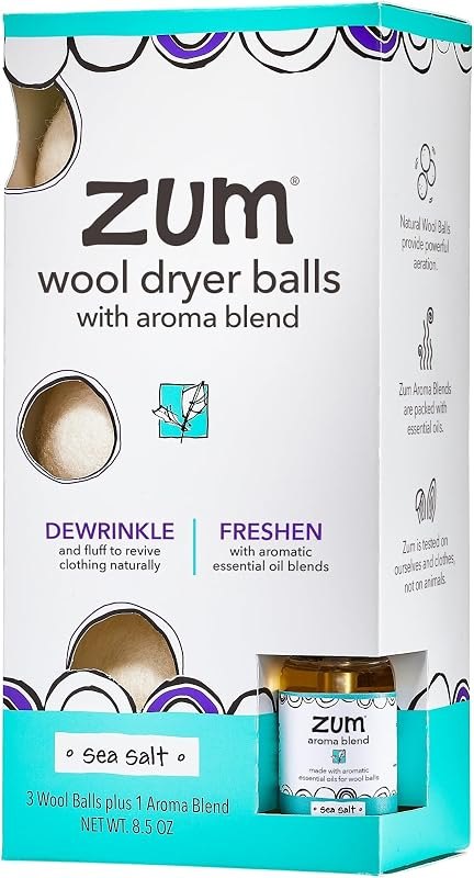Zum Indigo Wild Laundry Dryer Balls Kit - Wool Laundry Balls for The Dryer - Essential Oil Spray - Reusable Drying