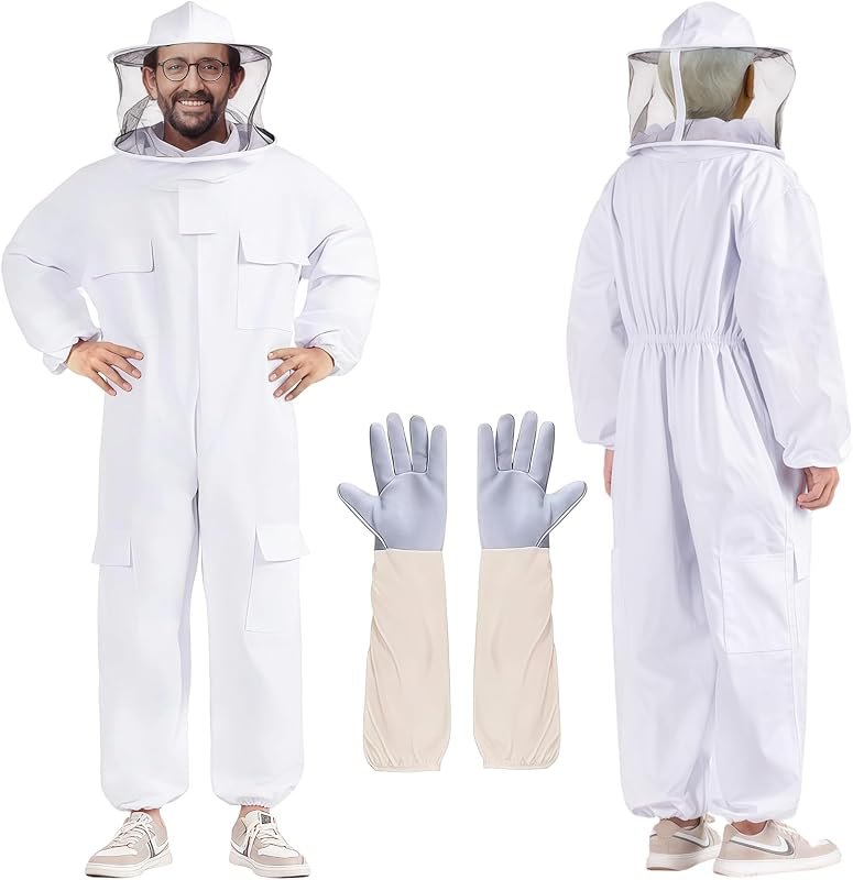 Professional Bee Suits for Men Women Sting Proof with Round Veil, Sting-Proof Full Body Protection Beekeeping Suit