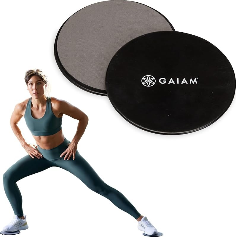 Gaiam Core Sliding Discs - Dual Sided Workout Sliders for Carpet & Hardwood Floor - Home Ab Pads Exercise Equipment
