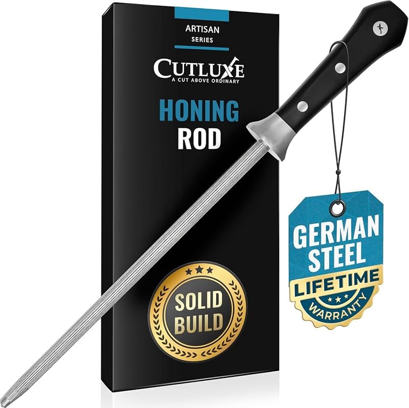 Cutluxe Honing Rod, 10" Knife Sharpener Steel — honing for best chef knife best rated