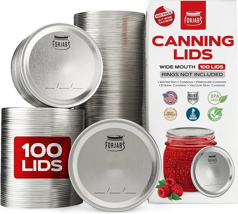 FORJARS - Wide Mouth Canning Lids, 100-Pack