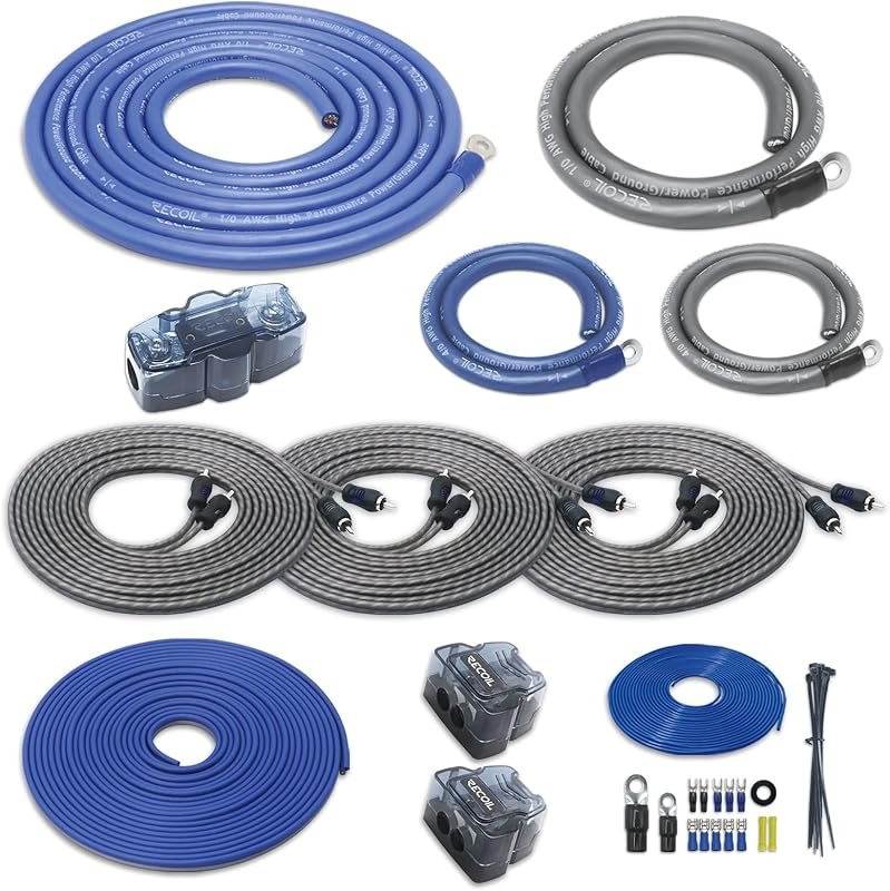 Recoil RCK0D1/0 Gauge Car Audio Dual Amplifiers CCA Wiring Installation Kit — Audio heavy duty for audio kit