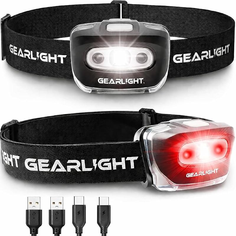 GearLight USB Rechargeable Headlamp Flashlight for Running, Camping, and Outdoor LED Headlight Camping Headlamps -