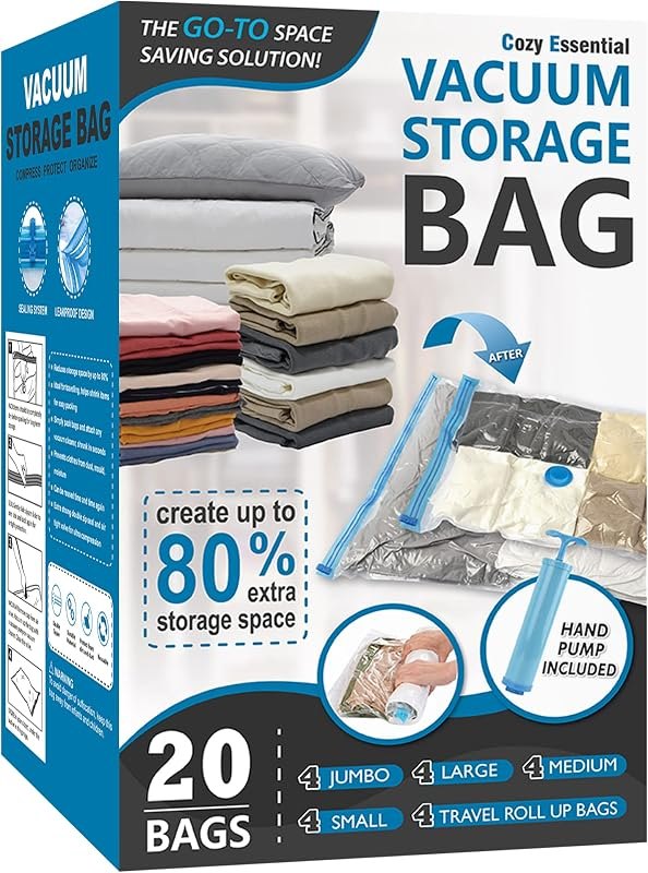 Vacuum Storage Bags with Hand Pump, Vacuum Seal Space Saver Bags,20 Combo — space bags for vacuum storage bags under