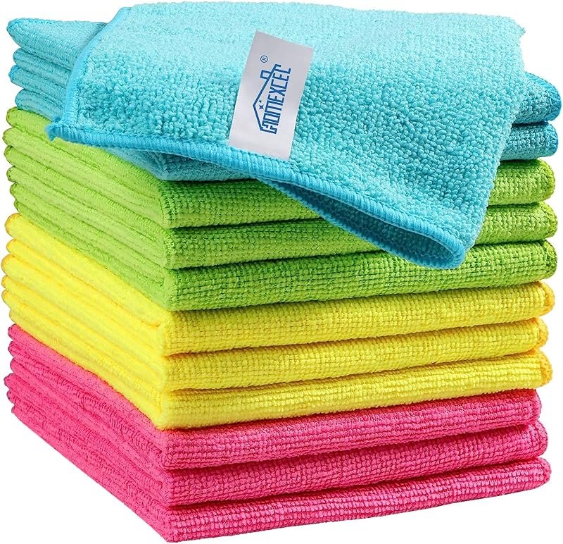 HOMEXCEL 12PK Microfiber Cleaning Cloth, Cleaning Rag for Home, 11.5x11.5in — microfiber cleaning cloth for microfiber