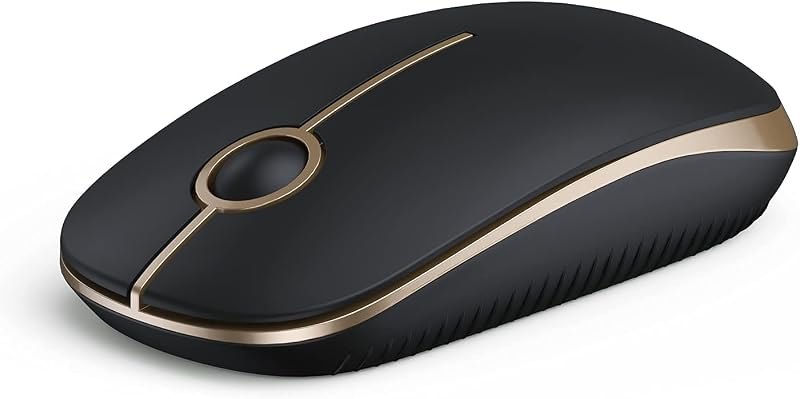 VssoPlor Wireless Mouse, 2.4G Slim Computer Laptop Mouse, Black and Gold — budget for best quiet wireless mouse travel