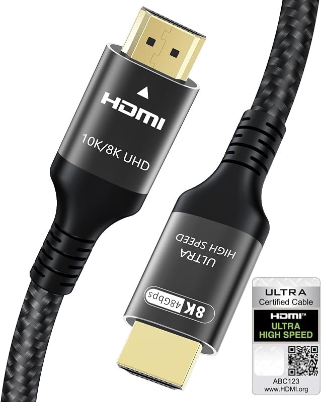 Certified 10K 8K 4K HDMI 2.1 Cable 10FT, 48Gbps Ultra High Speed HDMI® Cord — 6ft for best HDMI 2.1 cable under 40