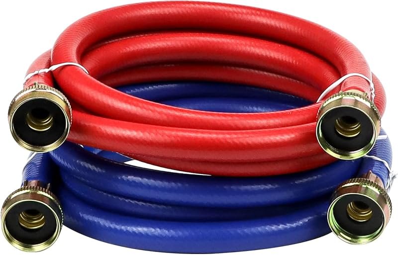 2 PACK 6FT Rubber Washing Machine Hoses Burst Proof Washer Water Hoses for Hot and Cold Water 3/4" Connection Water