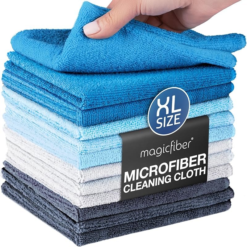 MagicFiber Microfiber Cleaning Cloth, Rags & Dish Towels, 12pk, Large 13x11 — microfiber cleaning cloth pack for