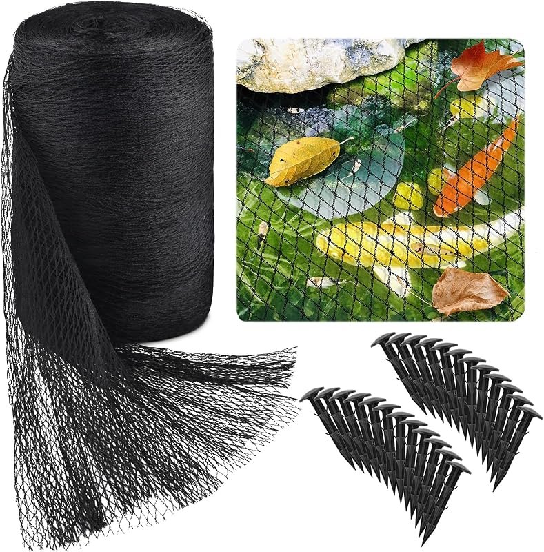 PACETAP 20 x 30 Ft Koi Pond Netting Kit, Heavy Duty Pond Netting Mesh Net Cover for Leaves, Protecting Koi Fish from