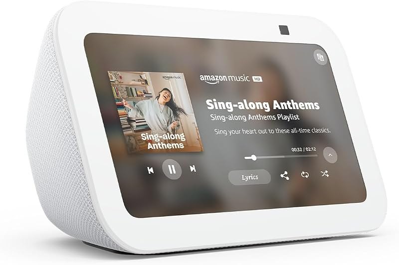 Echo Show 5 (newest model), Smart display, Designed for Alexa+, 2x the bass and clearer sound, Glacier White — Amazon