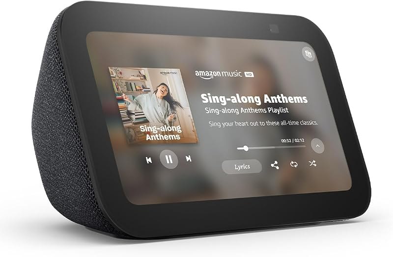 Echo Show 5 (newest model), Smart display, Designed for Alexa+, 2x the bass and clearer sound, Charcoal — Amazon