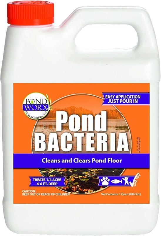 Pond Worx Pond Bacteria - Concentrated & Formulated for Large Ponds, Water Features - Safe for Koi - 32 Ounces &