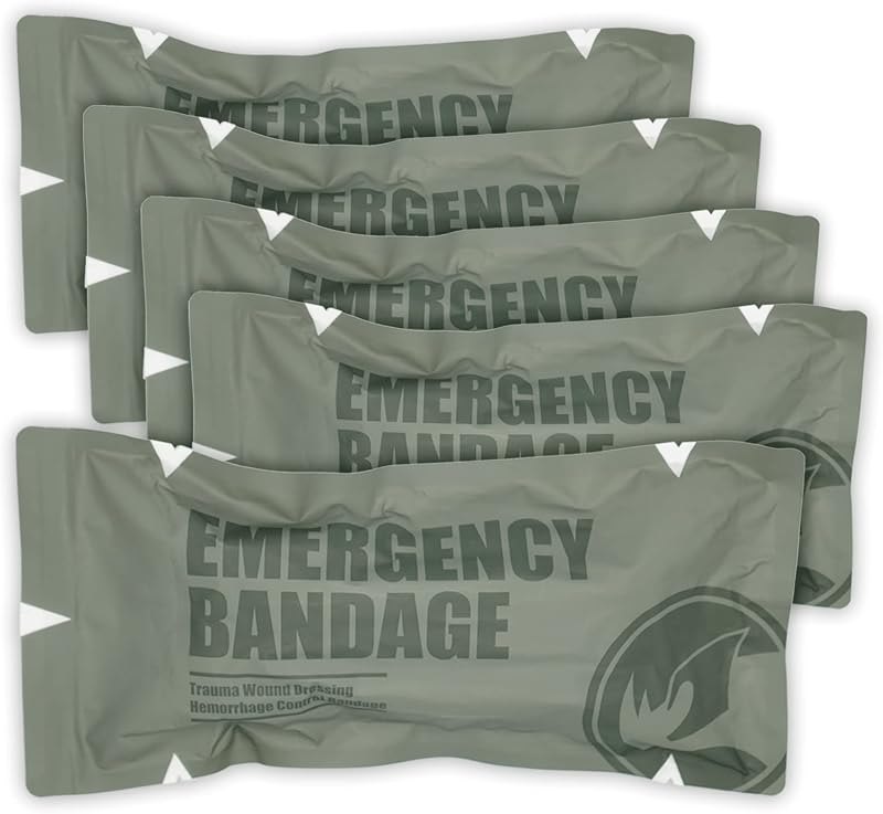 RHINO RESCUE 6" Israeli Emergency Bandage, Tactical IFAK Dressing 5PC — israeli bandage for first aid kit refill