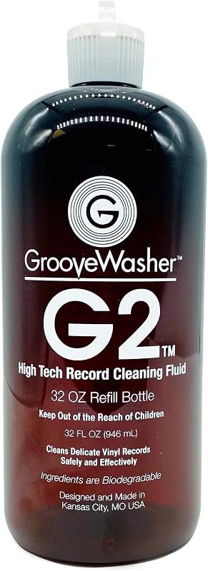 GrooveWasher G2 Vinyl Record Cleaner Solution Fluid, 32 Fl Oz Refill Bottle — Audio refill for audio kit