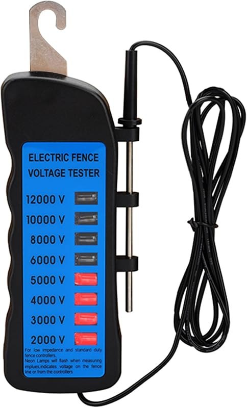 Electric Fence Voltage Tester, 12KV Fence Tester 8 Neon Indicator Lights — fence-tester for electric fence charger no