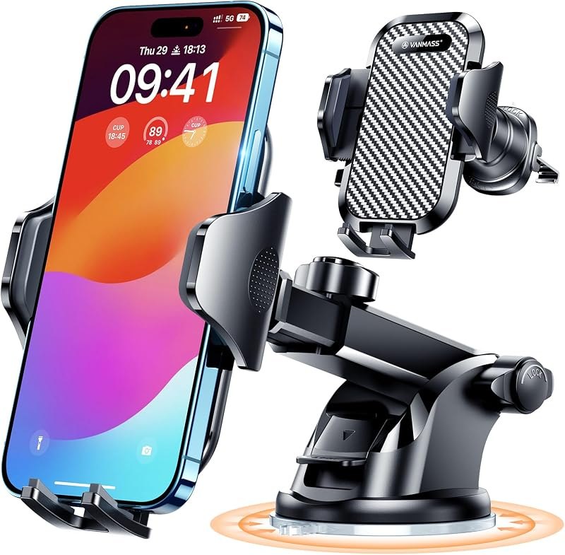 VANMASS Car Phone Holder 2026 Ultimate Military-Grade Strongest Suction & Clip Windshield Dashboard【Newest Best