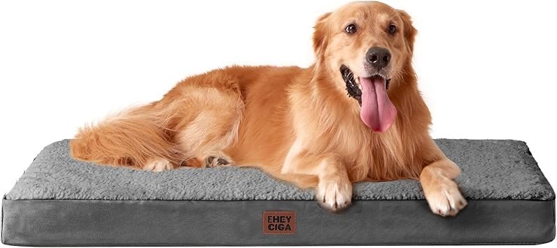EHEYCIGA Orthopedic Dog Bed Large with Removable Washable Cover, 41IN Grey — bed for best dog accessories under 40