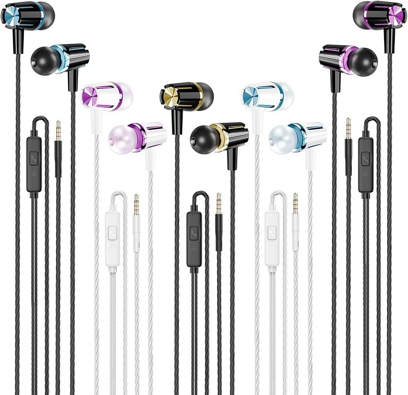 Rayleigh Wired Earbuds (5-Pack) with Microphone and Heavy Bass Stereo 3.5mm — Earbuds, headphones, and speakers wo for