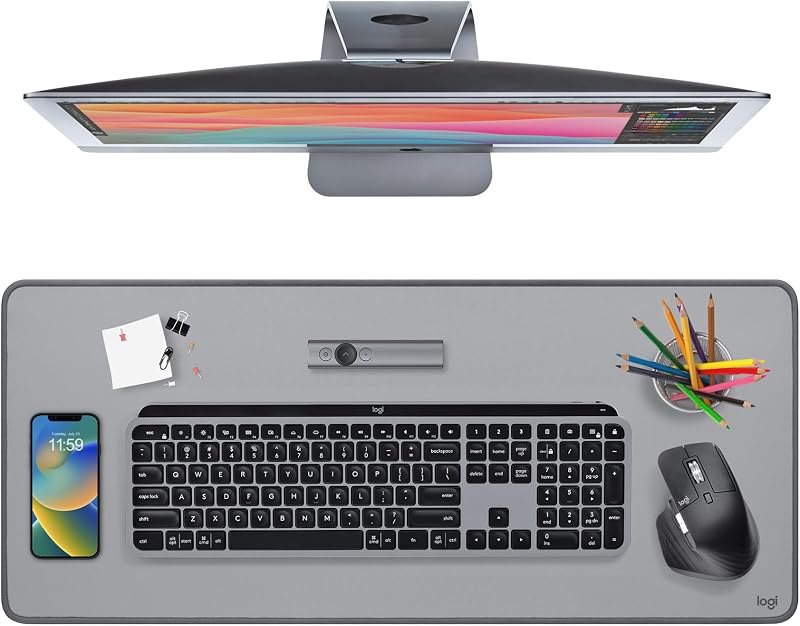 Logitech Studio Series Desk Mat Large 28x12 Inches - Mid Grey — pad for best standing desk accessories best rated