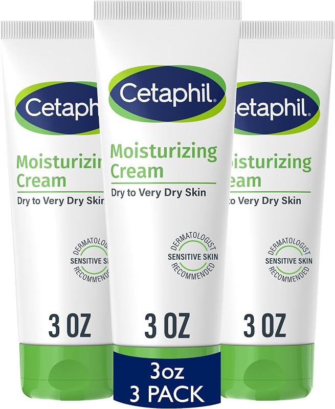Cetaphil Moisturizing Cream Sensitive Skin, Fragrance Free, 3oz, 3ct — non comedogenic moisturizer pack for non