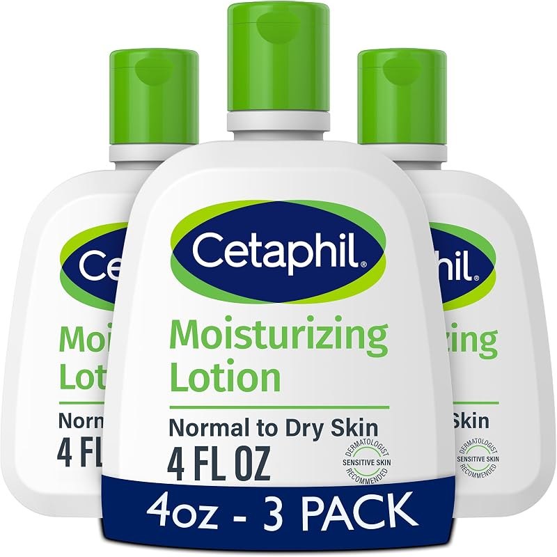 Cetaphil Moisturizing Face & Body Lotion, Sensitive Skin, 4oz, 3ct — non comedogenic moisturizer pack for non