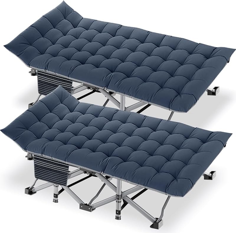 DoCred Folding Camping Cot with Mattress, 2 Pack Heavy Duty Folding Cot — cot for best sleeping pad camping