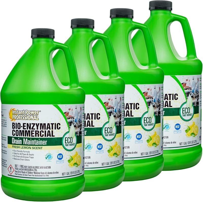 Instant Power Professional Enzyme Drain & Trap Maintainer, 1 Gal, 4 Pack — enzyme drain cleaner no leak for enzyme
